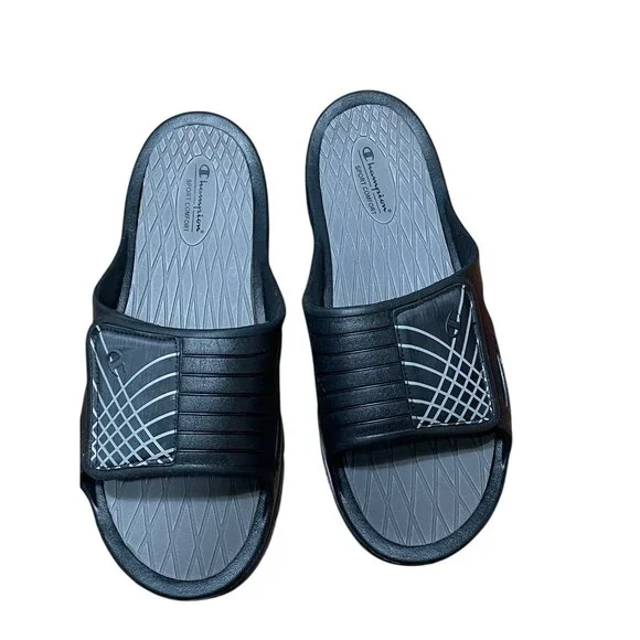 Champion Sport Comfort Slides Black/Gray Mens Size 15 Open Toe Sandals Non-Marki - Picture 8 of 10